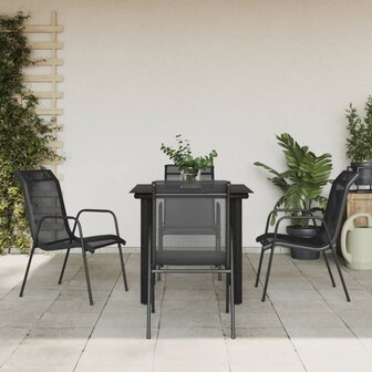 5-delige Tuinset textileen en staal zwart 1