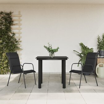 3-delige Tuinset textileen en staal zwart 1