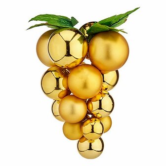 Kerstbal Krist+ 01856 Gouden Plastic Druiven 1