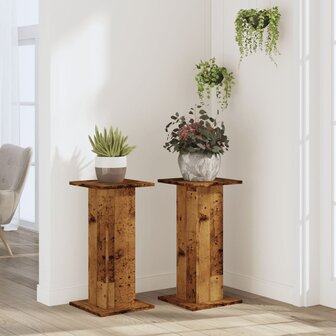 Plantenstandaards 2 st 30x30x60 cm bewerkt hout oud houtkleurig 3