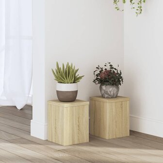 Plantenstandaards 2 st 15x15x20 cm bewerkt hout sonoma eiken 1