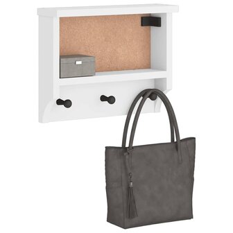 Wandkapstok SANDNES wit 45x12x35 cm massief grenenhout 1