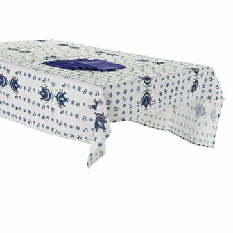 Tafelkleed en servetten DKD Home Decor Blauw Wit 150 x 150 x 0,5 cm (2 Stuks) 2