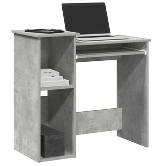 Bureau met schappen 84x40x78 cm bewerkt hout betongrijs 1