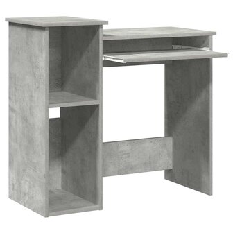 Bureau met schappen 84x40x78 cm bewerkt hout betongrijs 4