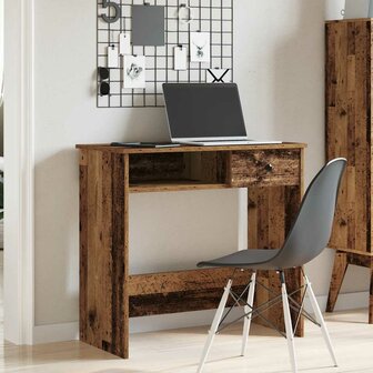 Bureau 80x40x75 cm bewerkt hout oud houtkleurig 3