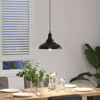 Hanglamp in hoogte verstelbaar E27 &Oslash;31 cm metaal glanzend zwart 4