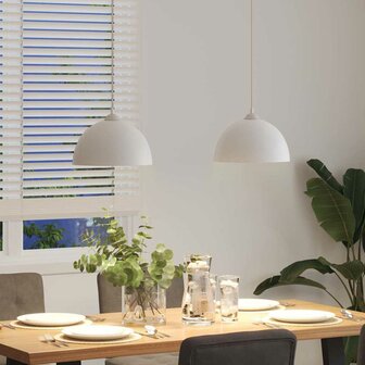 Hanglampen 2 st In hoogte verstelbaar E27 30 cm metaal wit 4