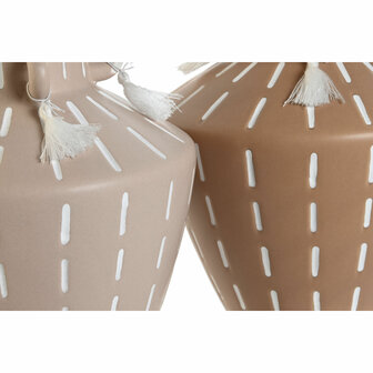 Vaas Home ESPRIT Bruin Lichtbruin Keramisch Koloniaal Franjes 15,5 x 15,5 x 17,1 cm (2 Stuks) 3