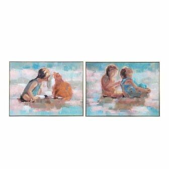 Canvas DKD Home Decor 80 x 3,5 x 60 cm Kinderen Shabby Chic (2 Stuks) 1