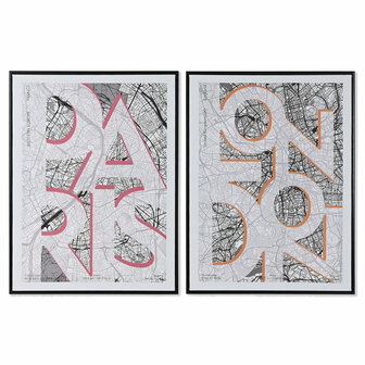 Schilderij Home ESPRIT Wit Zwart Loft 60 x 3 x 80 cm (2 Stuks) 1