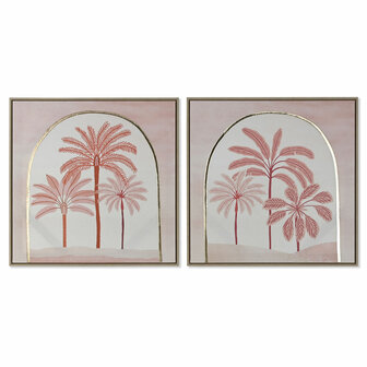 Schilderij Home ESPRIT Beige Koraal Palmen Koloniaal 60 x 2,5 x 60 cm (2 Stuks) 1