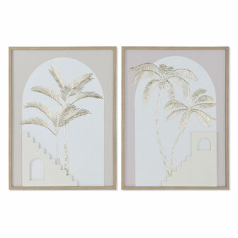 Schilderij Home ESPRIT Wit Beige Palmen Scandinavisch 45 x 2,2 x 60 cm (2 Stuks) 1