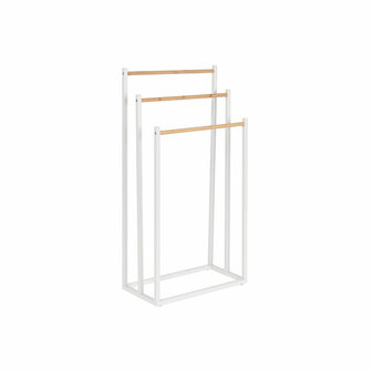Losstaand handdoekenrek Home ESPRIT Wit Natuurlijk Metaal Bamboe 45 x 22 x 85 cm 1