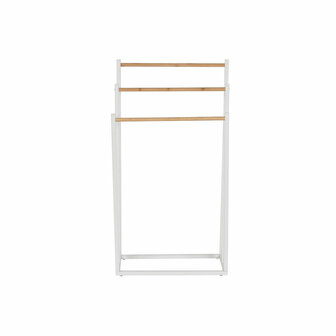 Losstaand handdoekenrek Home ESPRIT Wit Natuurlijk Metaal Bamboe 45 x 22 x 85 cm 3