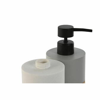 Zeepdispenser Home ESPRIT Wit Grijs Natuurlijk Hars Polyethyleen 7,5 x 7,5 x 18,5 cm (2 Stuks) 3