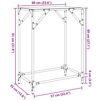 Wandtafel met transparant glazen blad 60x35x81 cm staal 9