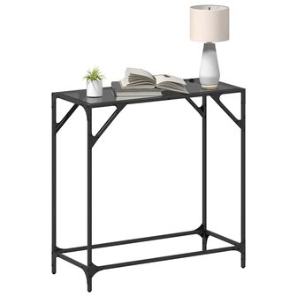 Wandtafel met zwart glazen blad 80x35x81 cm staal 3