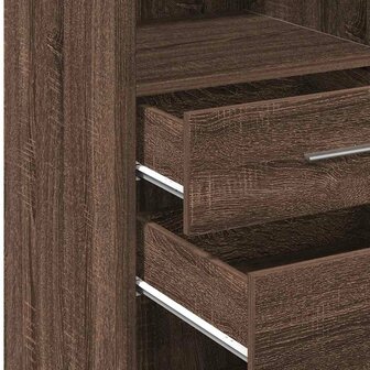 Hoge kast 40x42,5x124 cm bewerkt hout bruin eikenkleurig 8