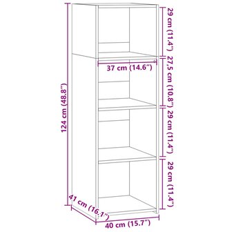 Hoge kast 40x41x124 cm bewerkt hout grijs sonoma eikenkleurig 9