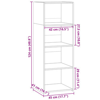 Hoge kast 45x41x124 cm bewerkt hout grijs sonoma eikenkleurig 9
