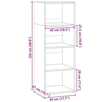 Hoge kast 45x41x124 cm bewerkt hout bruin eikenkleurig 8