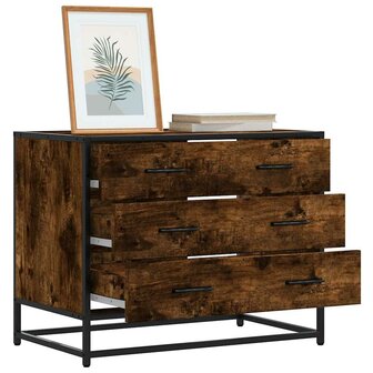 Ladekast 70x41x56 cm bewerkt hout gerookt eikenkleurig 1