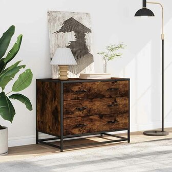 Ladekast 70x41x56 cm bewerkt hout gerookt eikenkleurig 3