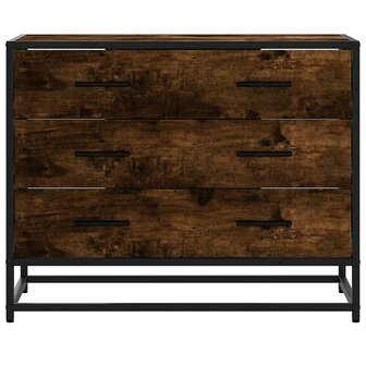 Ladekast 70x41x56 cm bewerkt hout gerookt eikenkleurig 4