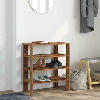 Schoenenrek 61x32x70 cm bewerkt hout oud houtkleurig 3
