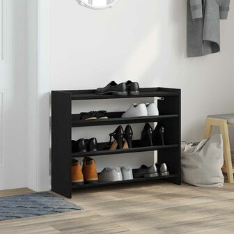 Schoenenrek 80x25x62 cm bewerkt hout zwart 3