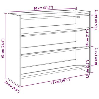 Schoenenrek 80x25x62 cm bewerkt hout zwart 9