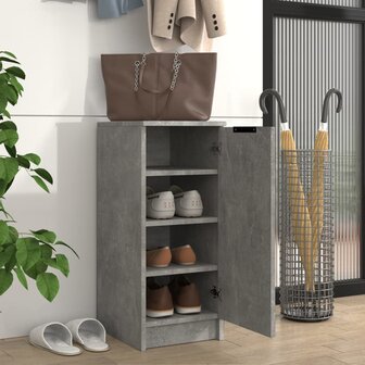 Schoenenkast 30x35x70 cm bewerkt hout betongrijs 3