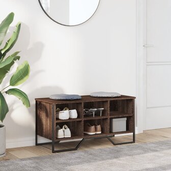 Schoenenkast 90x38x45,5 cm bewerkt hout bruin eikenkleurig 3