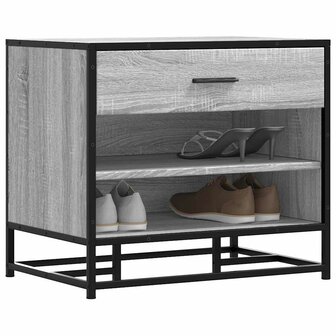 Schoenenbank 60x40x53,5 cm bewerkt hout en metaal grijs sonoma 1