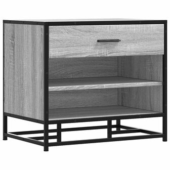 Schoenenbank 60x40x53,5 cm bewerkt hout en metaal grijs sonoma 2
