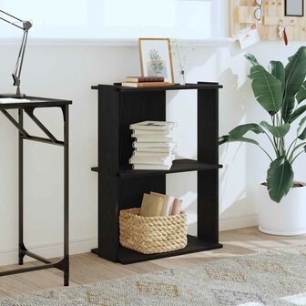Boekenkast 3-laags 60x30x80 cm bewerkt hout zwart 3