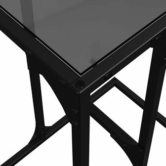Bijzettafel met zwart glazen blad 40x30x61,5 cm staal 8
