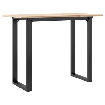 Eettafel O-frame 100x50x75 cm massief grenenhout en staal 2