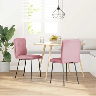 Eetkamerstoelen 2 st fluweel roze 2