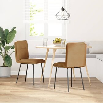 Eetkamerstoelen 2 st fluweel bruin 2