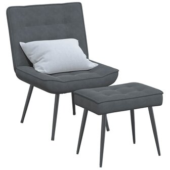 Relaxstoel met voetenbank fluweel donkergrijs 1