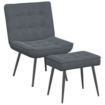 Relaxstoel met voetenbank fluweel donkergrijs 2