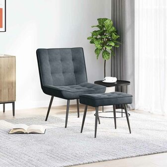 Relaxstoel met voetenbank fluweel donkergrijs 3
