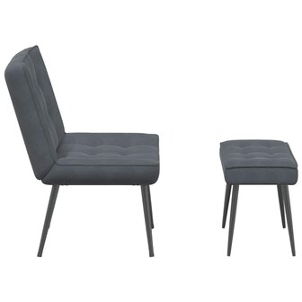 Relaxstoel met voetenbank fluweel donkergrijs 6