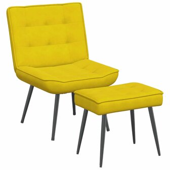 Relaxstoel met voetenbank fluweel geel 2
