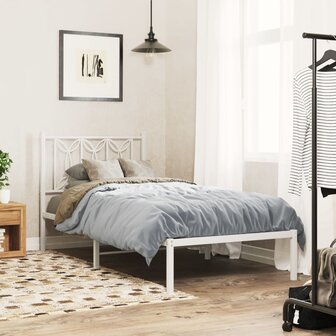 Bedframe met hoofdbord zonder matras metaal wit 75x190 cm 1