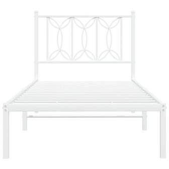 Bedframe met hoofdbord zonder matras metaal wit 75x190 cm 4