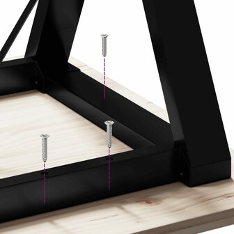 Eettafel Y-frame 80x80x75 cm massief grenenhout en staal 8