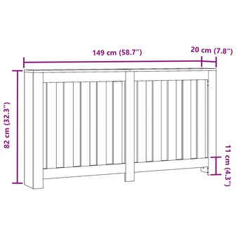 Radiatorombouw 149x20x82 cm bewerkt hout artisanaal eikenkleur 8